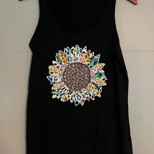 Black Sunflower Graphic Tank Top